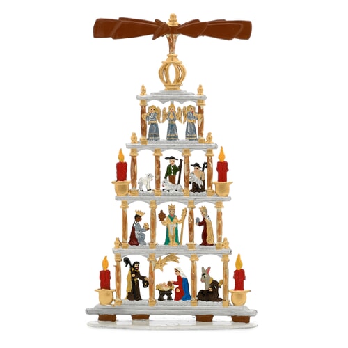 AK631 - Pewter Standing Nativity Pyramid 0